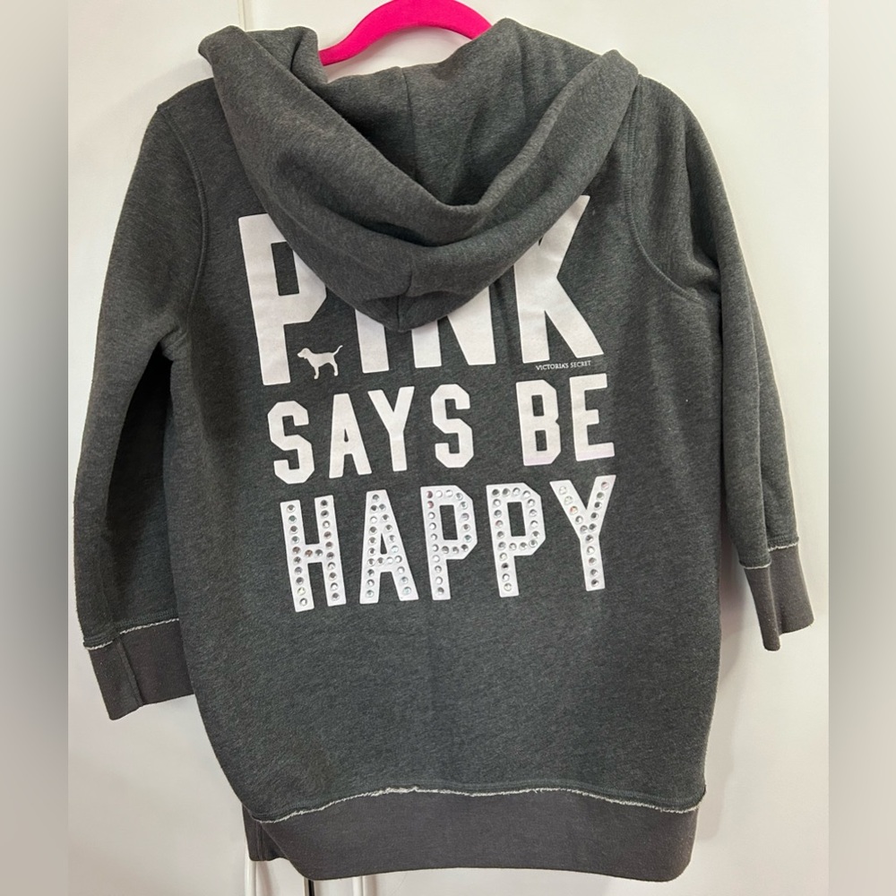 Vintage Y2K VS PINK says be happy bling hoodie
